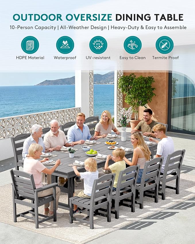 SERWALL 11 Piece Outdoor Dining Set - Image 6