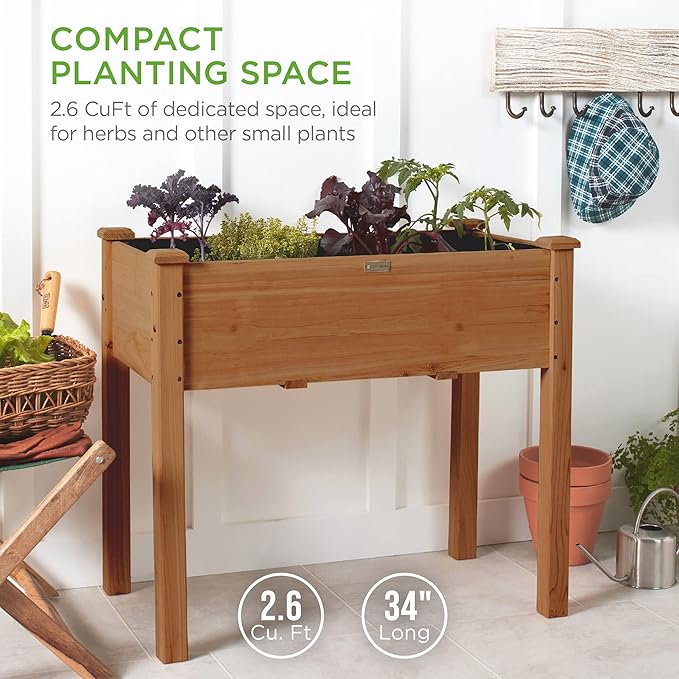 Best Choice Products 34x18x30in Raised Garden Bed, Elevated Wood Planter Box - Image 2