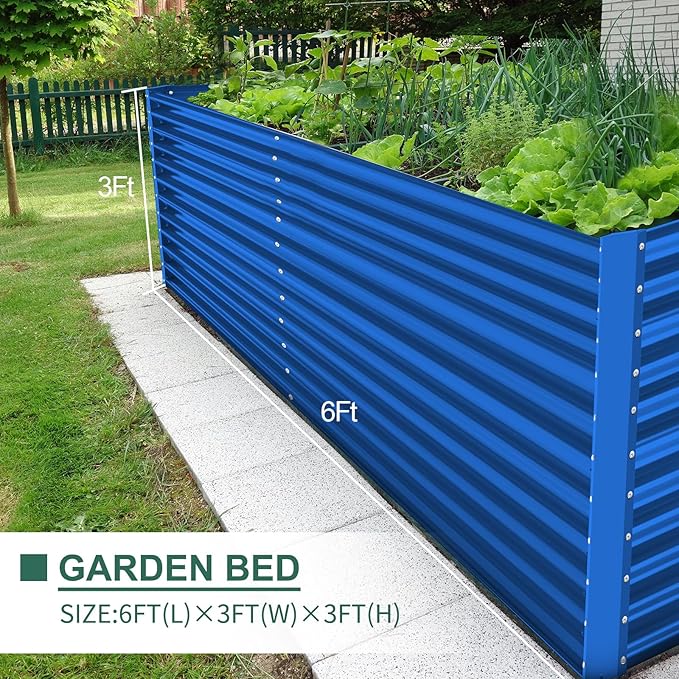 Land Guard 6x3x3ft Rectangular Galvanized Raised Garden Beds, Large-Capacity - Image 3