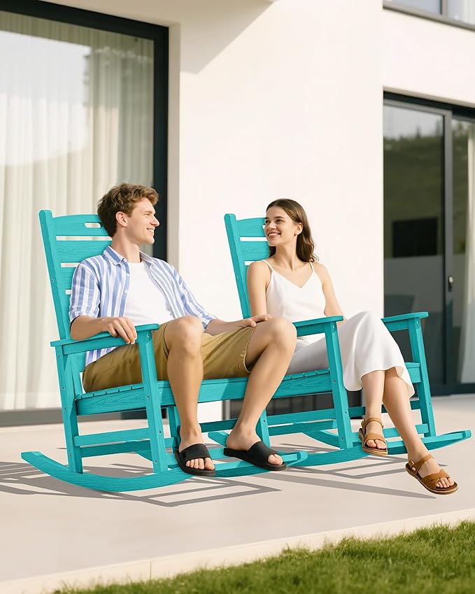 SERWALL Outdoor Rocking Chair, Oversized Rocking Chair - Image 8