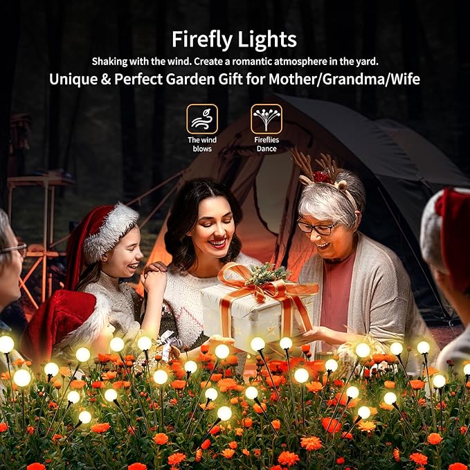 Solar Lights Outdoor Waterproof 4 Pack of 32 LEDs Garden Patio Firefly - Image 5