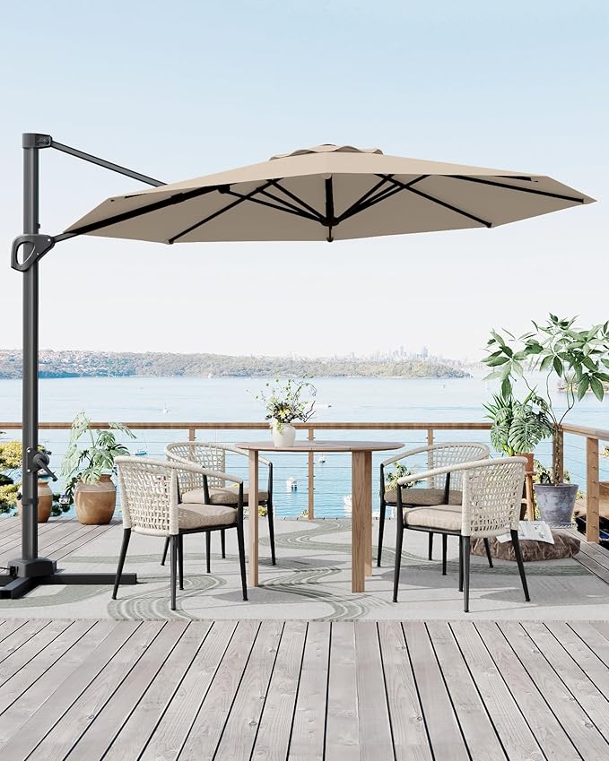 GarveeLife 10FT Patio Umbrella Outdoor Large Cantilever Umbrella Market Sun - Image 7