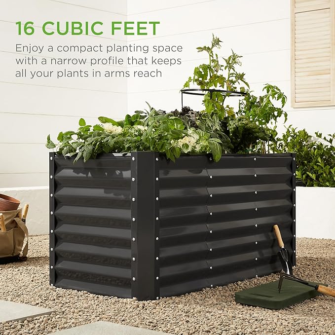 Best Choice Products 4x2x2ft Outdoor Metal Raised Garden Bed, Deep Root Box - Image 8