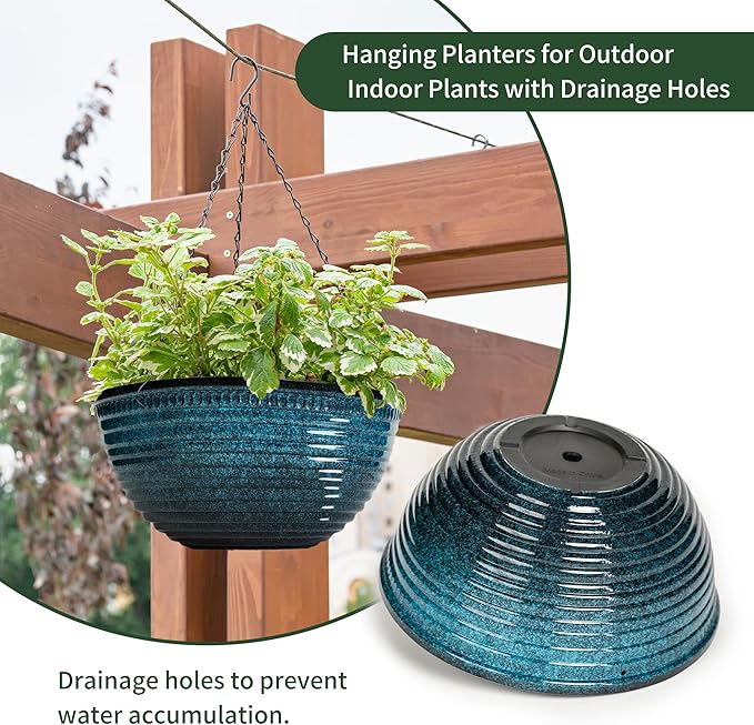 12 inch Hanging Planters for Indoor Outdoor Plants, 2 Pack Large Hanging Flower - Image 4