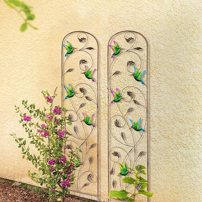 SUNNYPARK Set of 2 Hummingbird Metal Garden Trellis - Image 5