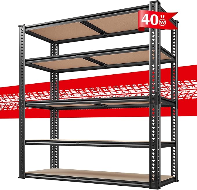 REIBII 40" W Garage Shelving 2500LBS Storage Shelves 72" H Metal Shelving 5 - Image 9