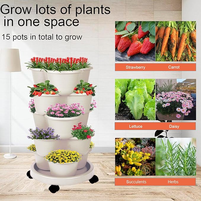 5-Tier Vertical Garden Tower Stackable Planter - Image 6