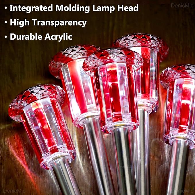 DenicMic Solar Lights Outdoor 10 Pack Waterproof Red White LED Stainless Steel - Image 5