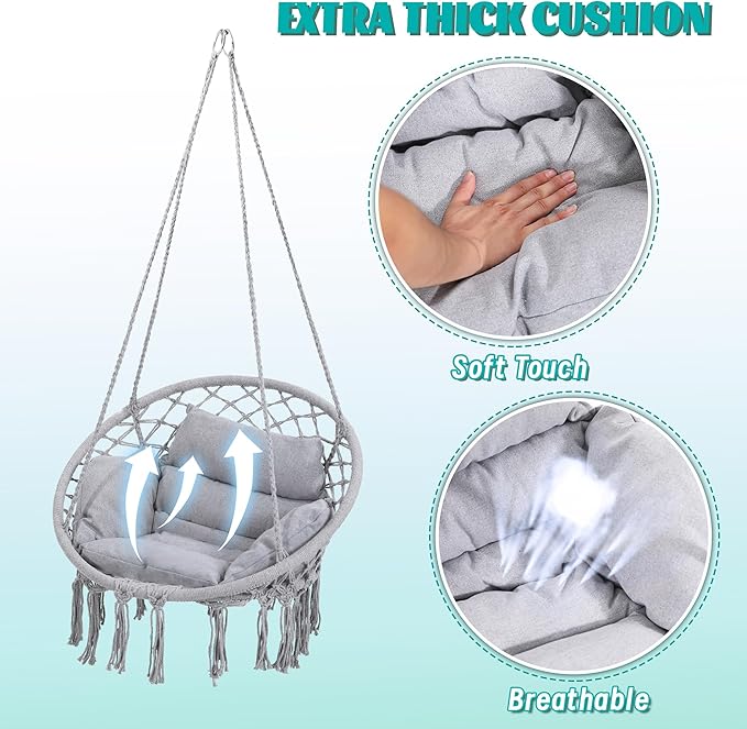 Macrame Hammock Hanging Swinging Chair - Image 3