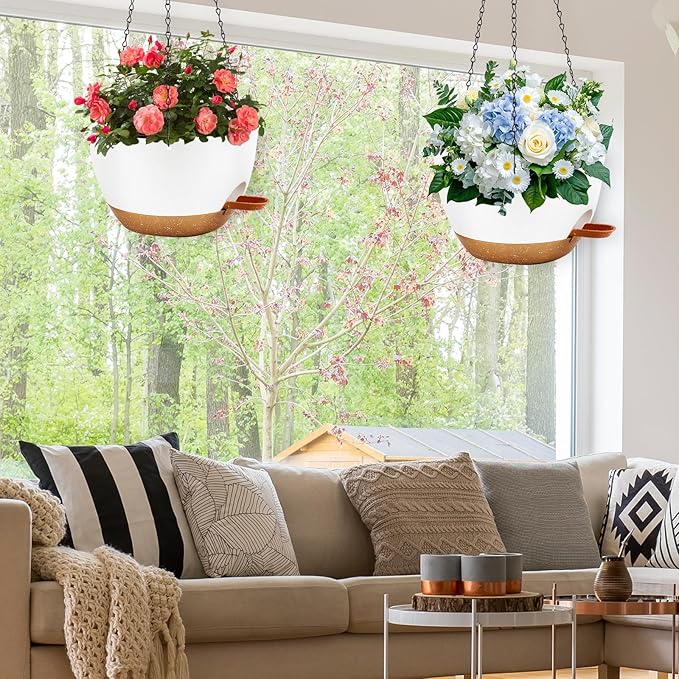 12 inch Hanging Planters for Indoor Plants, 2 Pack Self-Watering Hanging - Image 2