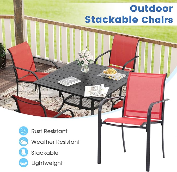 VICLLAX Patio Dining Set for 6, Outdoor Furniture Set Includes 63" Rectangle - Image 6