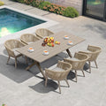 PURPLE LEAF 7 Pieces Longer Outdoor Dining Set by PURPLELEAF