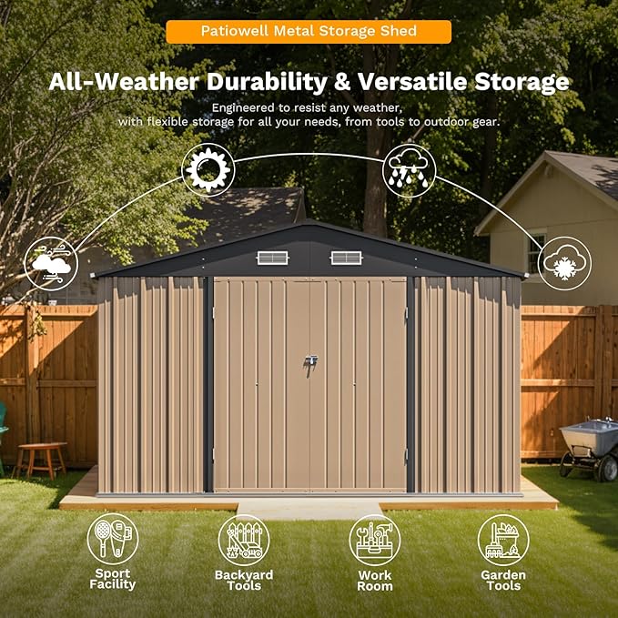 Patiowell 10 x 12 FT Metal Storage Shed - Image 6