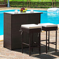 Tangkula Patio Bar Set, 3 Piece Outdoor Rattan Wicker Bar Set by TANGKULA