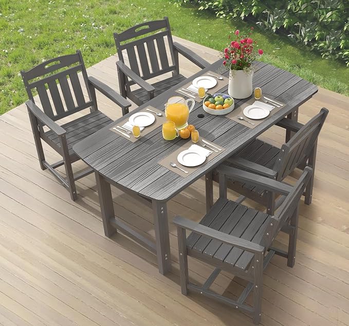 Ciokea HDPE Outdoor Dining Set, 5-Piece Patio Table and Chairs Set by CIOKEA