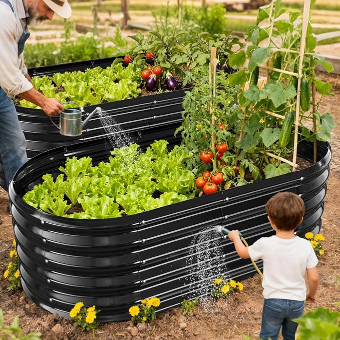 17" Tall Outdoor Garden Raised Garden Bed Kits, 4ft X 2ft Oval, 0.8MM Thick - Image 6