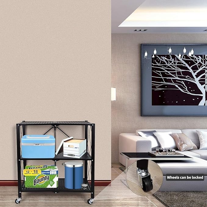 Kitchen Garage Metal Shelves, Storage Shelves Organizer, Foldable Metal Shelving - Image 4