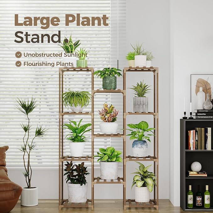 Bamworld Plant Stand Indoor Outdoor Tall Plants Shelf - Image 2