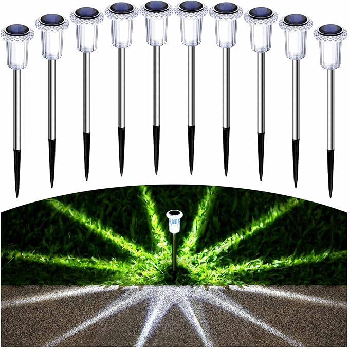 Solar Pathway Lights 10 Pack Christmas Solar Lights Outdoor Waterproof 6000K - Image 8