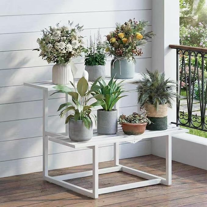 Metal Plant Stand Indoor, Outdoor Iron Plant Shelf, Heavy Duty Slatted Display - Image 8