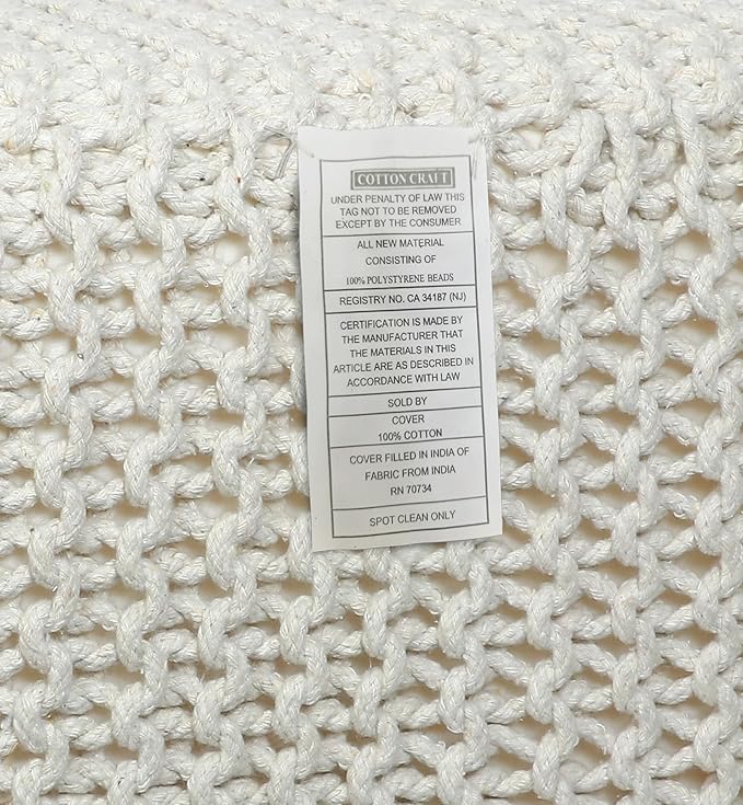 COTTON CRAFT Braided Cube Pouf - Image 6
