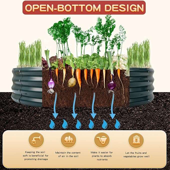 Durable Round Steel Raised Garden Bed Painted - Image 2