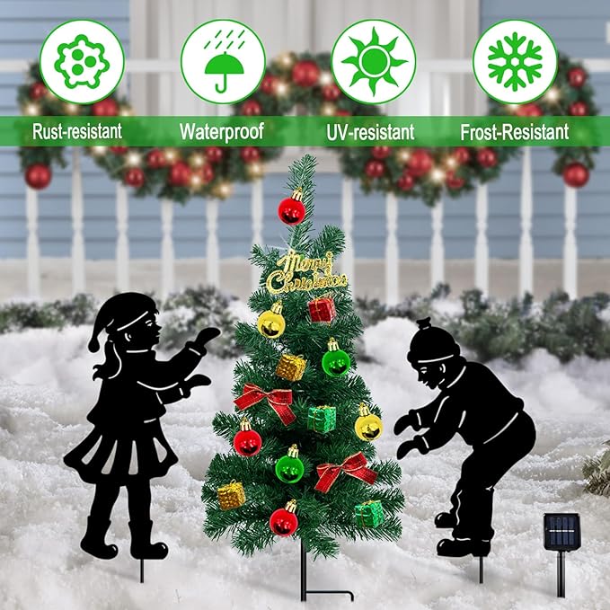 Solar Outdoor Christmas Tree, 3 Pack Christmas Outdoor Decorations - Image 3