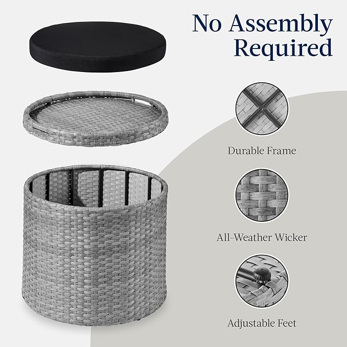 Best Choice Products Round Wicker Ottoman, Additional Seating, Side Table - Image 7