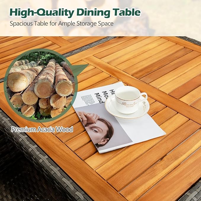 Tangkula 9 Pieces Rattan Outdoor Dining Set - Image 7