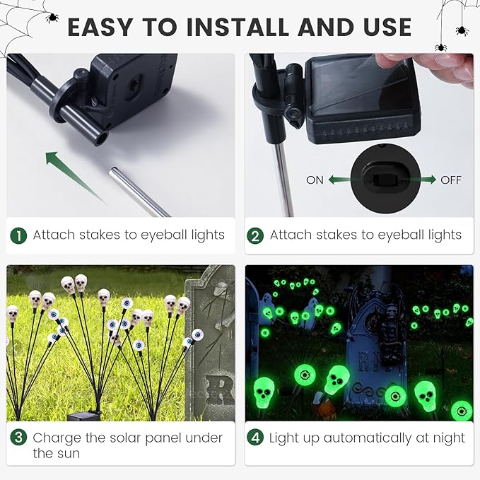 Solar Lights Outdoor, Halloween Decorations Outdoor, Scary Eyeball Lights - Image 7