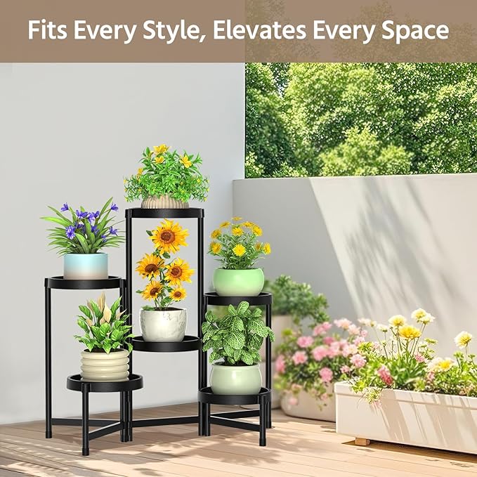 LASZOLA 6 Tiered Folding Plant Stand Indoor - Image 2