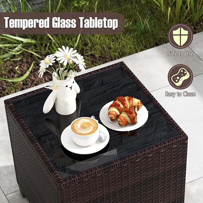 Tangkula 3 Pieces Patio Furniture Set, PE Rattan Wicker 3 Pcs Outdoor Sofa Set - Image 6