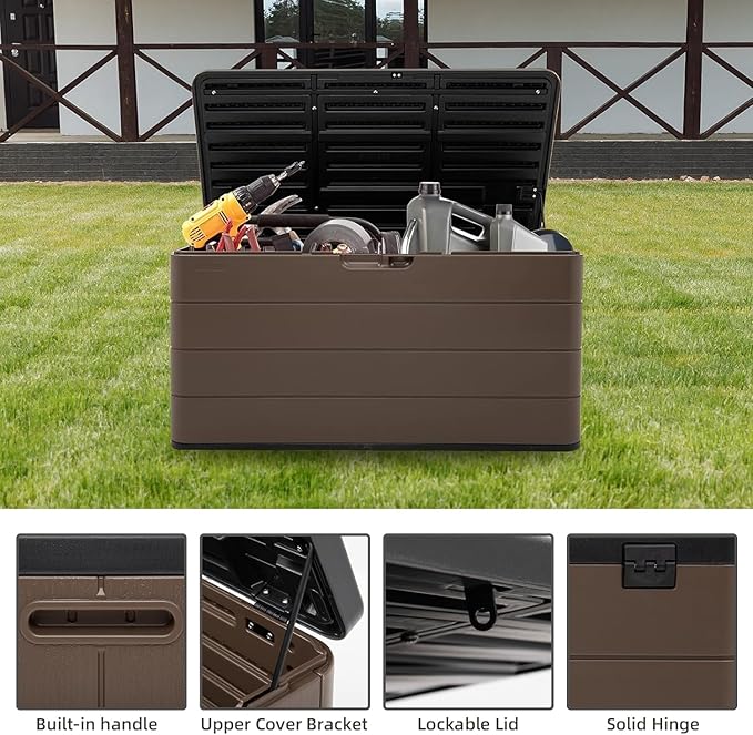 TARKARI Premium Pro Edition 100 Gallon Lockable Resin Deck Box, Waterproof & - Image 4
