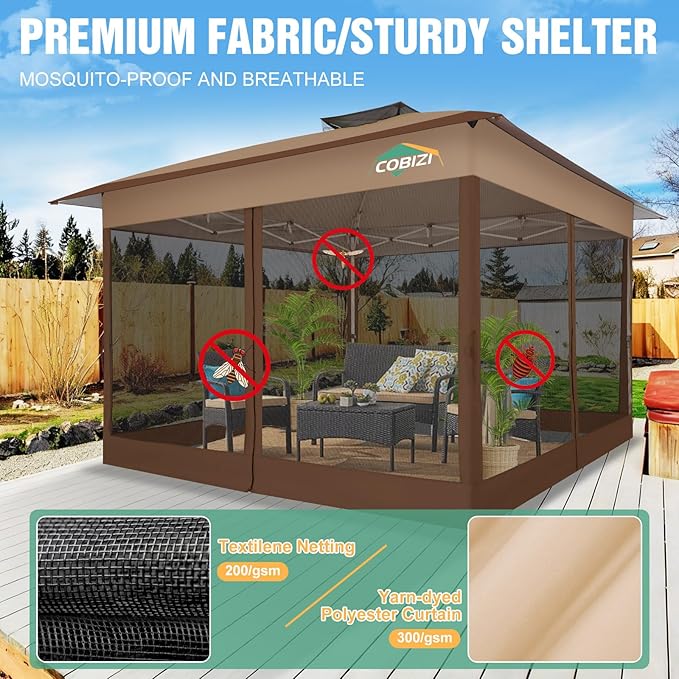 COBIZI 13x13 Pop Up Gazebos On Clearance Canopy Tent- Upgrade Metal Outdoor - Image 2