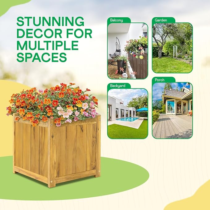 Idzo Acacia Wood Flower Planter Box - Image 8