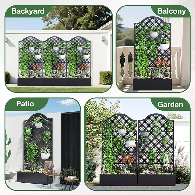 Metal Raised Garden Bed with Trellis & Privacy Screen - Image 6