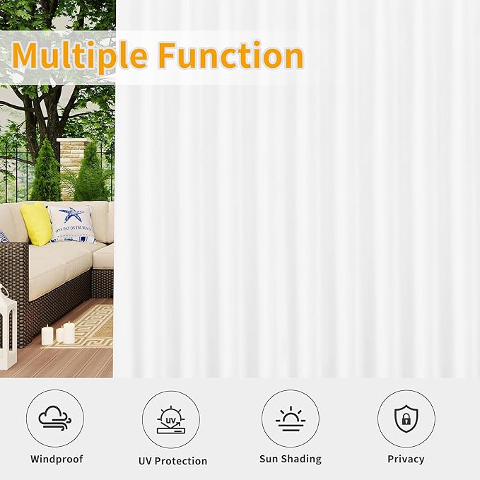 Easy-Going Outdoor Patio Curtains Detachable Tab Top Windproof Weatherproof - Image 5