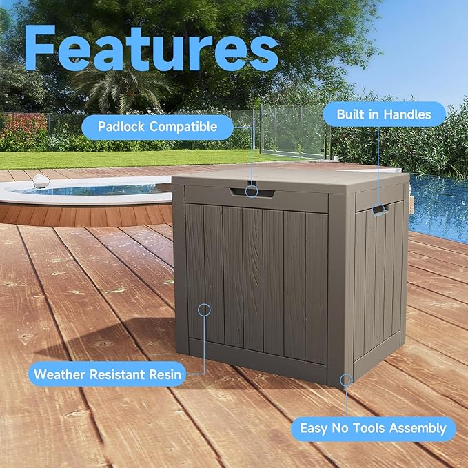 EasyUp 33Gal Outdoor Deck Box, Lager Patio Storage Box Indoor and Outdoor Use - Image 5