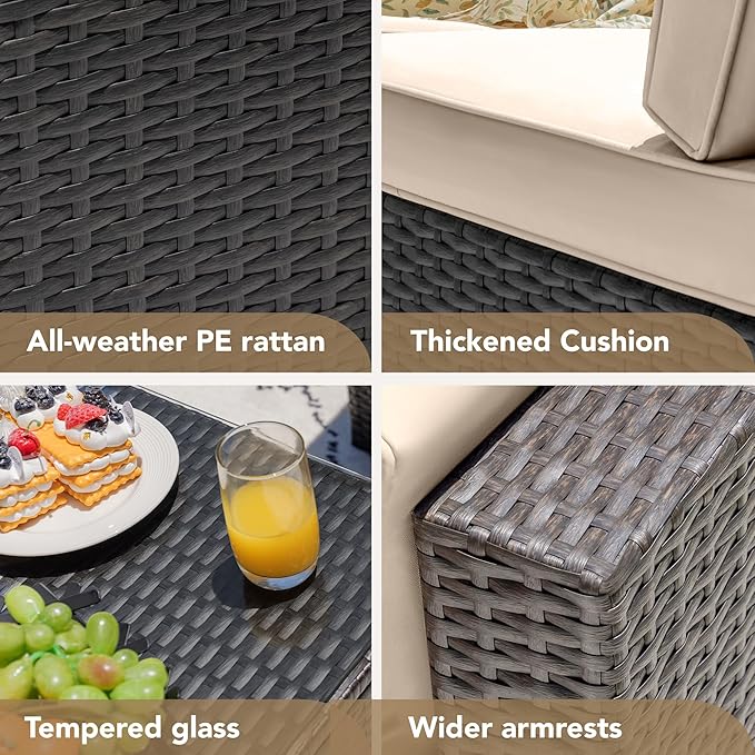 Devoko Patio Furniture Sets 6 Pieces Outdoor Sectional Rattan Sofa Manual - Image 3