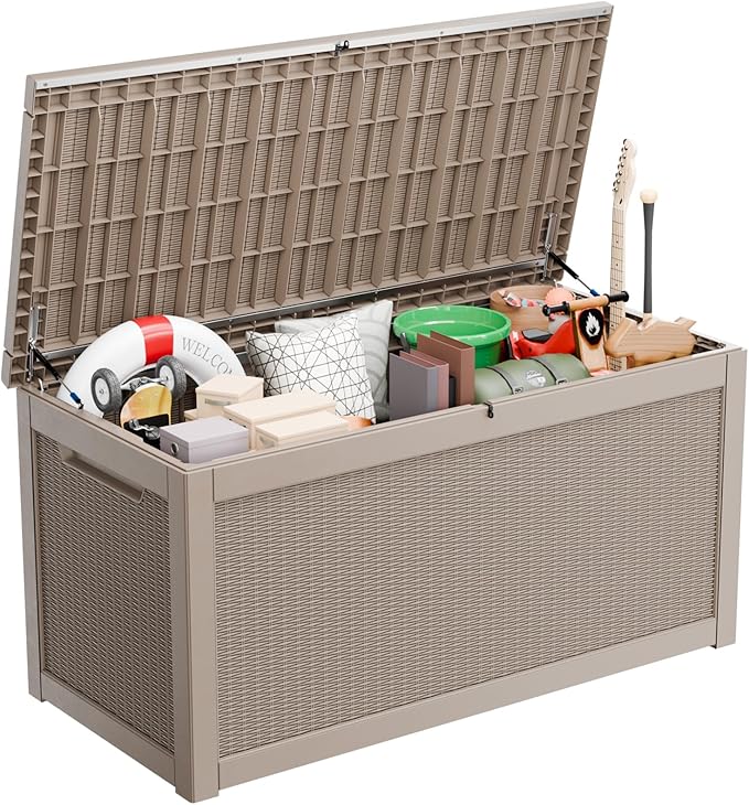 320 Gallon Waterproof Outdoor Storage Box, Large Resin Deck Box, Lockable by MAIUSCOLI