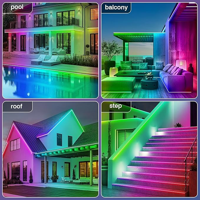 zoegi Outdoor LED Strip Lights Waterproof, Music Sync RGB IP68 Outside Led - Image 3