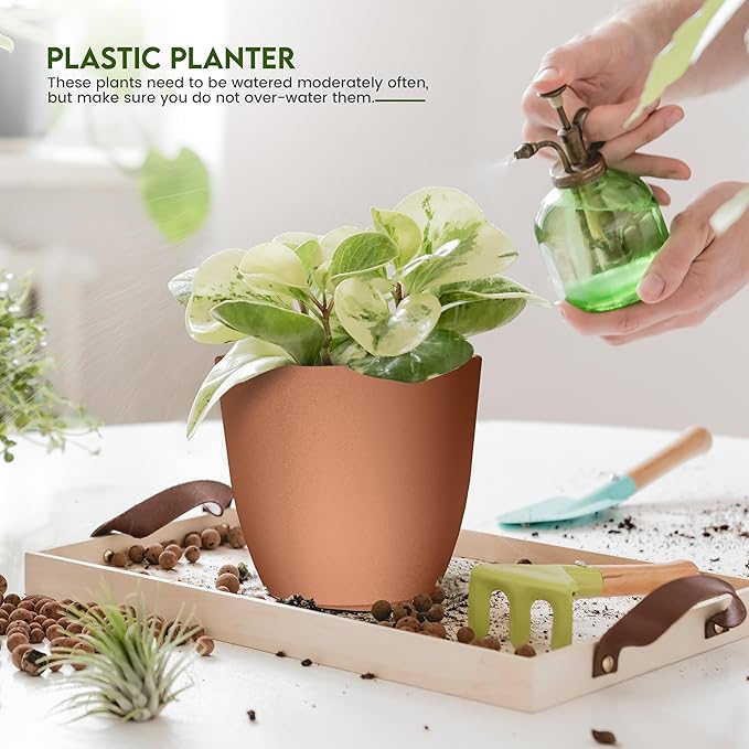 Utopia Home - Plastic Terracotta Pots - 7/6.6/6/5.3/4.8 Inches Flower Pots - Image 3
