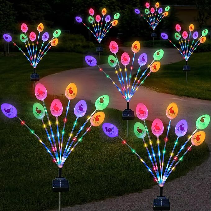 Lmtocs Solar Easter Decorations Outdoor Stake Lights, 2 Packs 16LED Solar Egg by Lmtocs