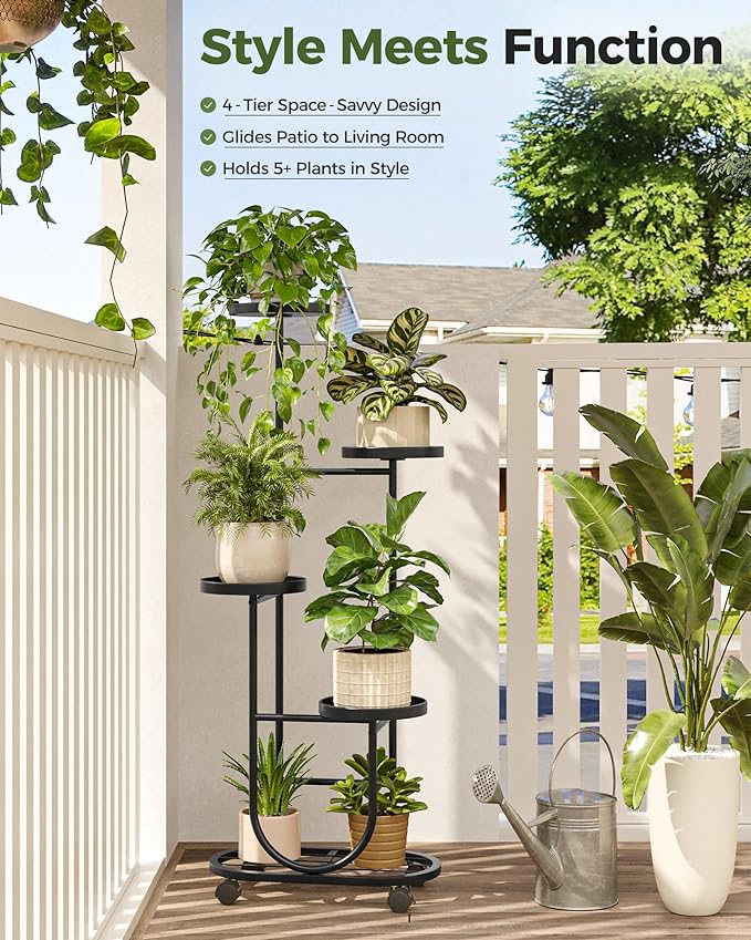 Bamworld Tall Plant Stand Indoor Outdoor Plant Stand - Image 5