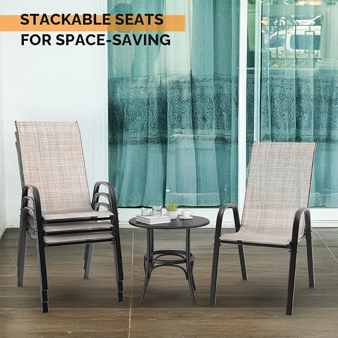 VINGLI Patio Chairs Set of 8 – Stackable Outdoor Dining Chairs - Image 8