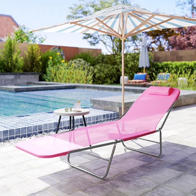 Outsunny Folding Chaise Lounge Chair, Pool Sun Tanning Chair, Outdoor Lounge - Image 8