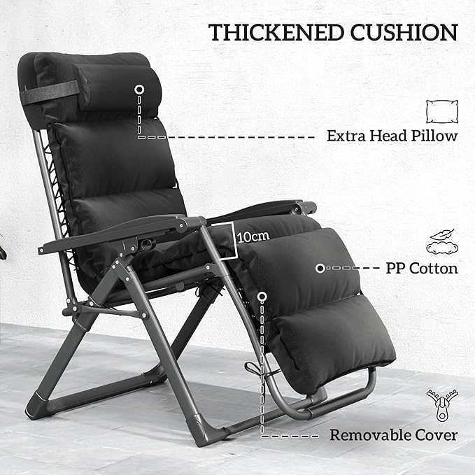 Outsunny Zero Gravity Chairs Set of 2, Reclining Folding Zero Gravity Lounge - Image 6