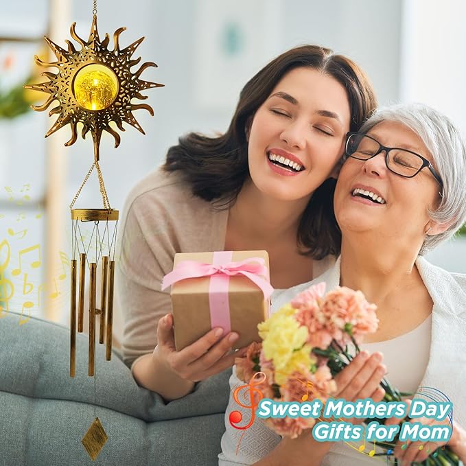 Solar Sun Light Wind Chimes for Outside for Women Gifts for Mom Grandma Wife - Image 3