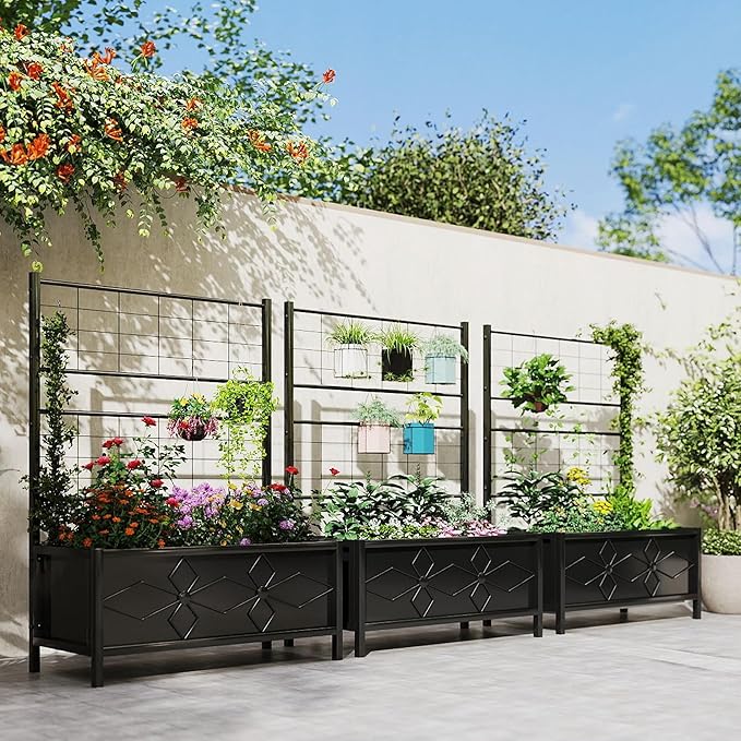 Outsunny Planter Box with Trellis, 35.4 x 15.7 x 47.2 inch Raised Garden Bed - Image 6
