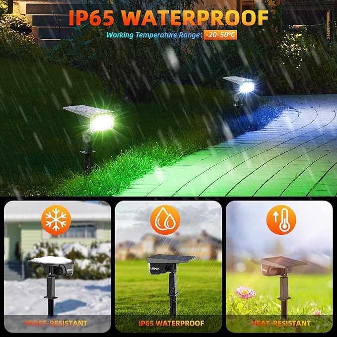 Solar Spot Lights Outdoor Color Changing, IP65 Garden Lights Solar Powered - Image 2